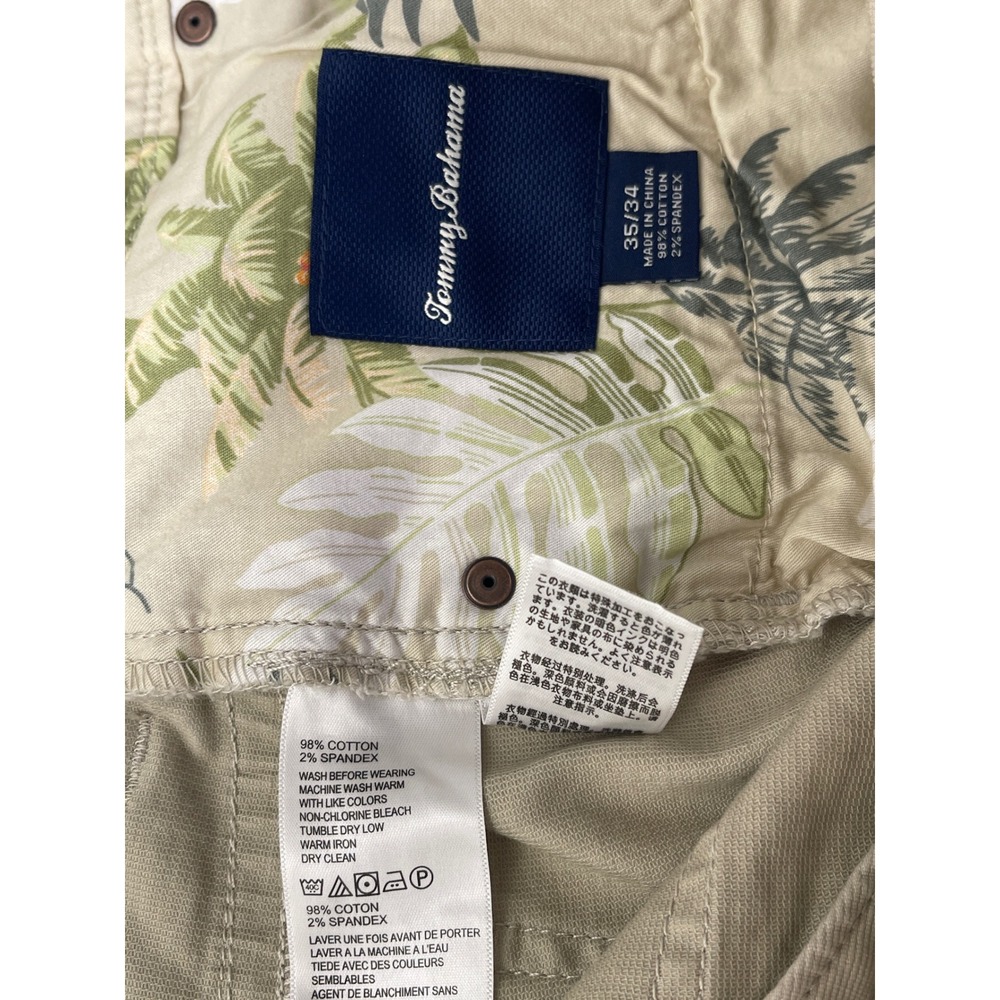 Tommy Bahama Mens 35x34 Beige Cotton Blend Straight Leg Chino Pants Preppy - Picture 2 of 9
